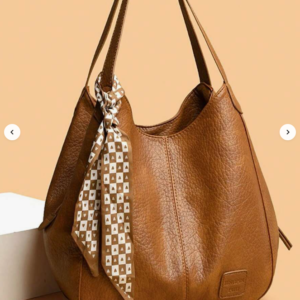 Vintage Large Capacity Hobo Shoulder Bag for Women Tabac Brown PU Leather