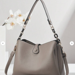 Fashion Solid Color Shoulder Bag with Chain Handle and Phone Wallet Set