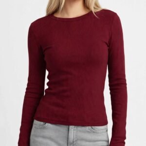 DAZY Thermal Round Neck Long Sleeve Top - Thermal Lined Slim Fit Winter Tee - 6 Colors